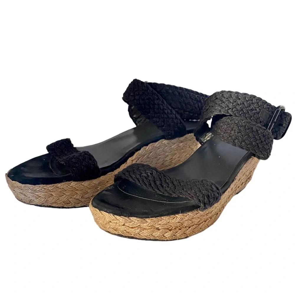 Stuart Weitzman, black and tan espadrilles size 10